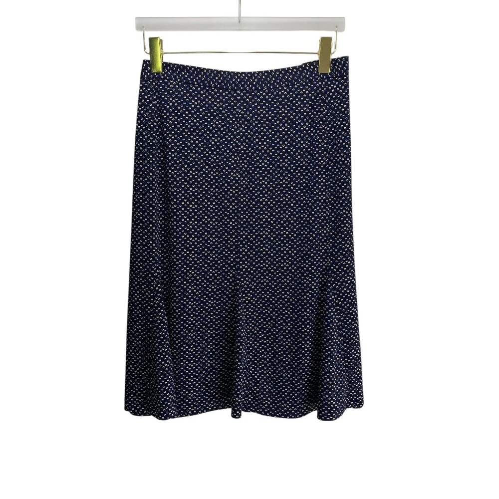 Talbots Chiffon Midi Skirt Womens 24W Navy Blue Zip Light Preppy Casual Business